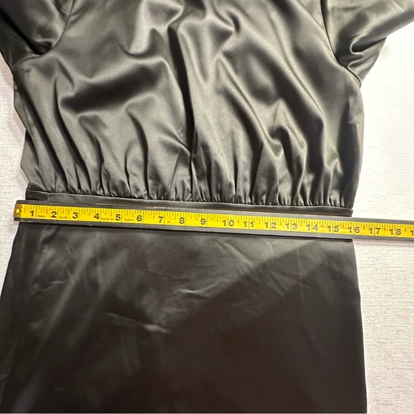 NWT Commense Satin Mock Neck Tie Back Black Short Dress Size Medium - Picture 9 of 13